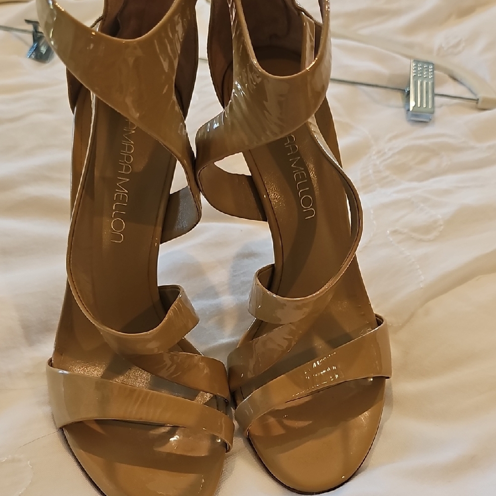 Tamara Mellon Nude Patent Strappy Heels